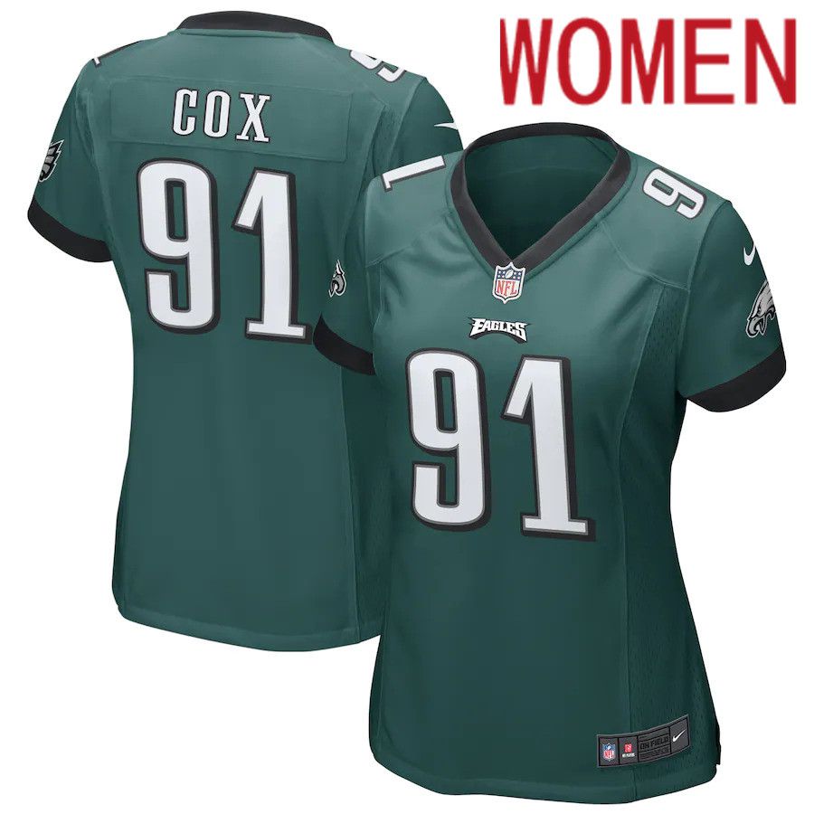 Women Philadelphia Eagles 91 Fletcher Cox Nike Green Game NFL Jersey